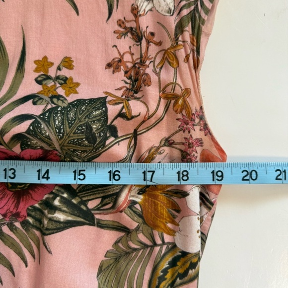 Rebecca Minkoff Pink Floral Short Sleeve Ollie Tropical Rose Dress Stretch Waist - Picture 10 of 10